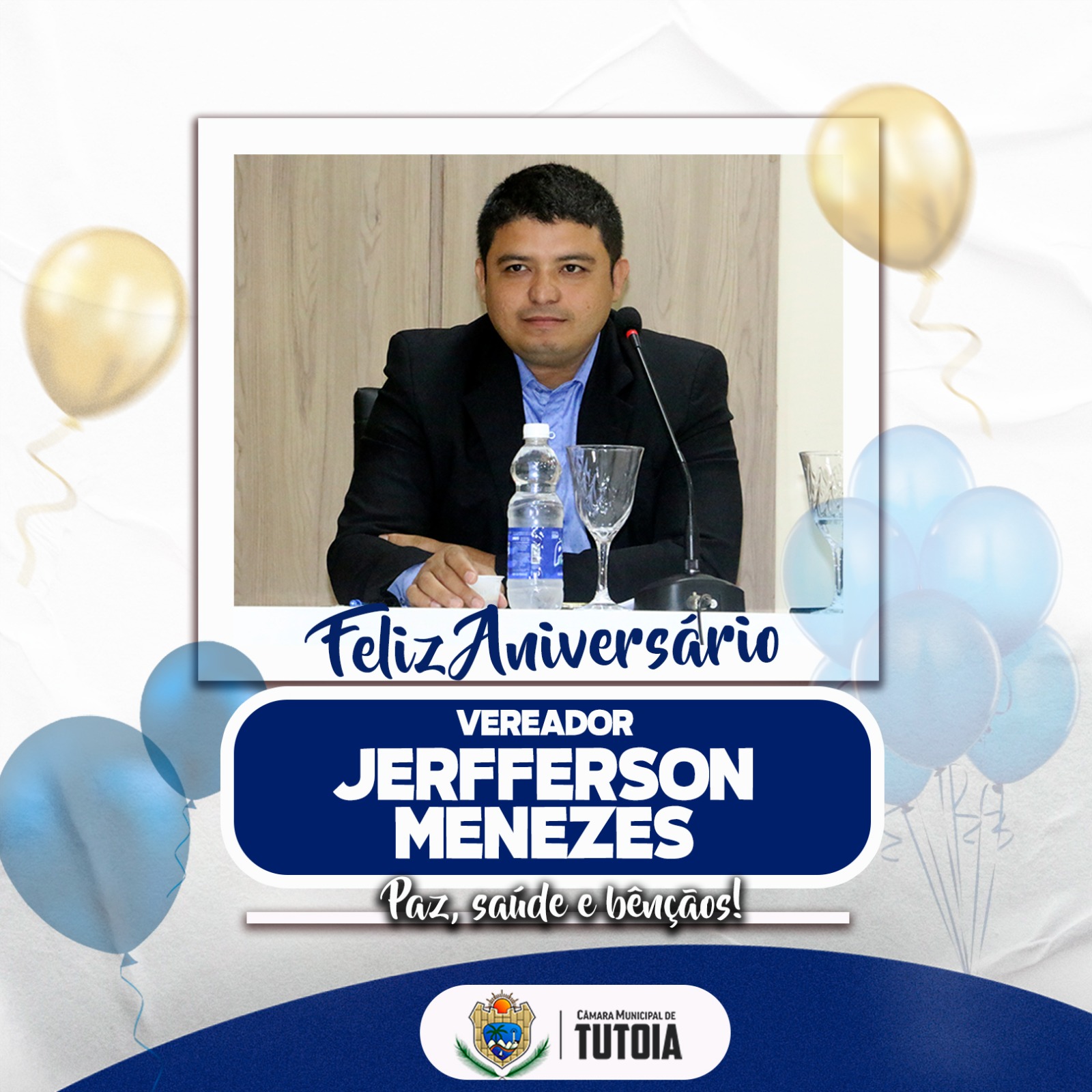 A Câmara Municipal de Tutoia, parabeniza o vereador Jerfferson Menezes, pelo seu aniversário, neste 10 de fevereiro.