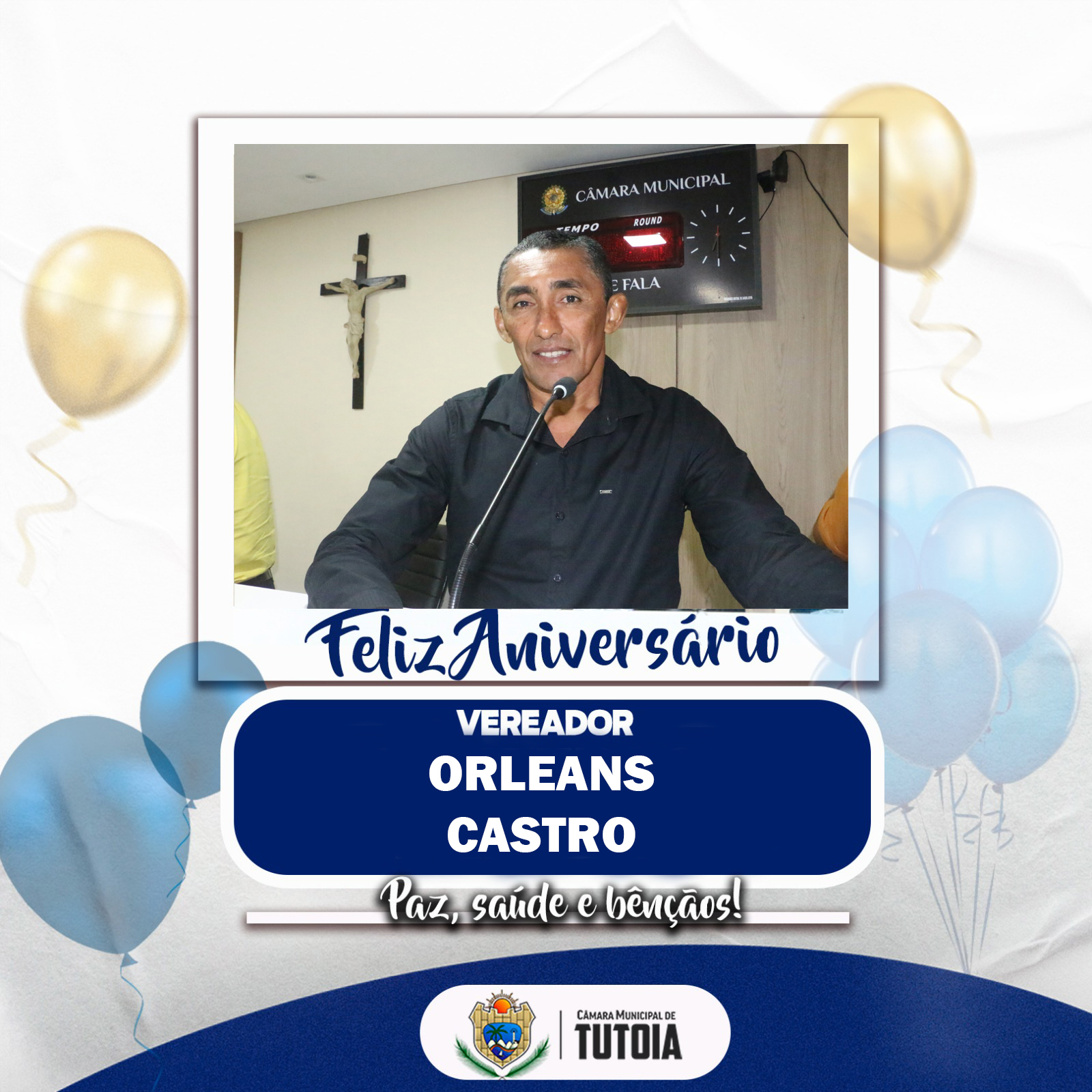 A Câmara Municipal de Tutoia, parabeniza o vereador Orleans Castro, pelo seu aniversário